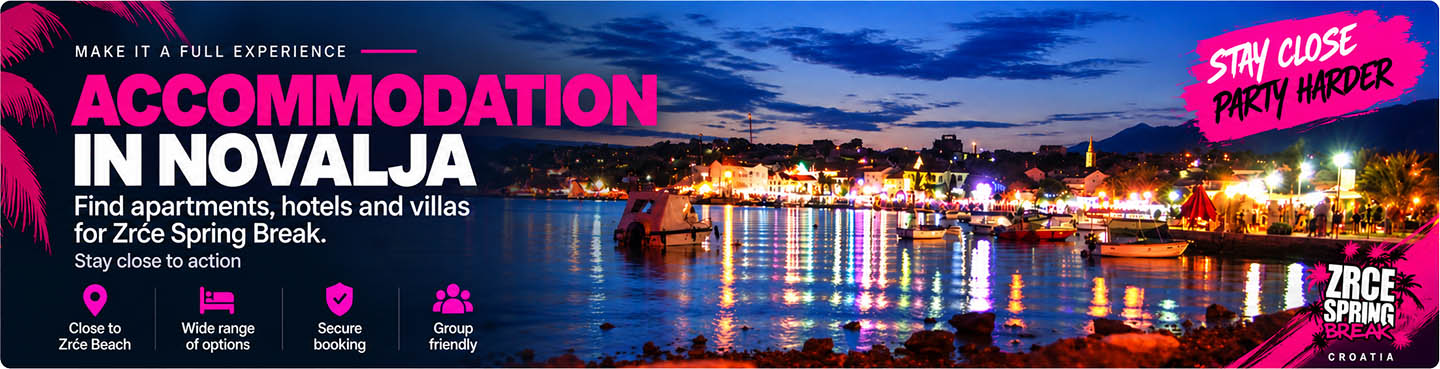 Accommodation in Novalja for Zrce Spring Break - apartments, hotels and villas close to Zrce Beach