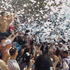 Foam party crowd in the sunshine at Zrce Spring Break